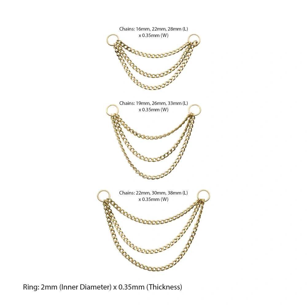 Invictus | 14k gold | 3 Tier Curb Chain with 2 Rings