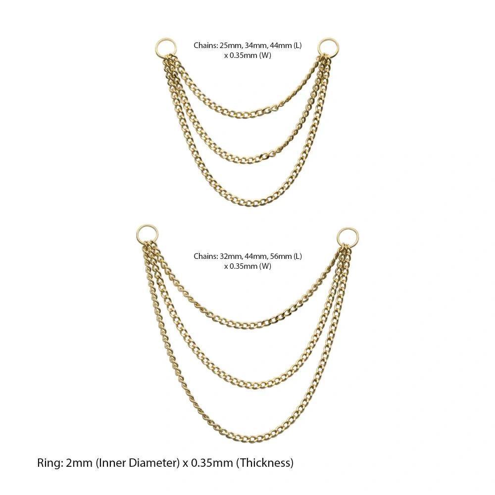 Invictus | 14k gold | 3 Tier Curb Chain with 2 Rings
