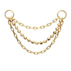 Invictus | 14k gold | 3-Tier Bead and Link Chain with Rings