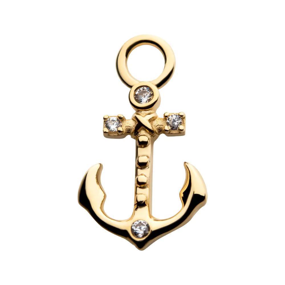 Invictus | 14k gold | Anchor Charm | CZ