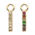 Invictus | 14k gold | Prong Set Bar Charm | Rainbow CZ