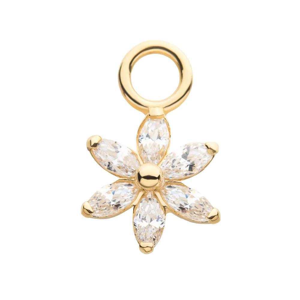 Invictus | 14k gold | Prong Set Flower Charm | CZ