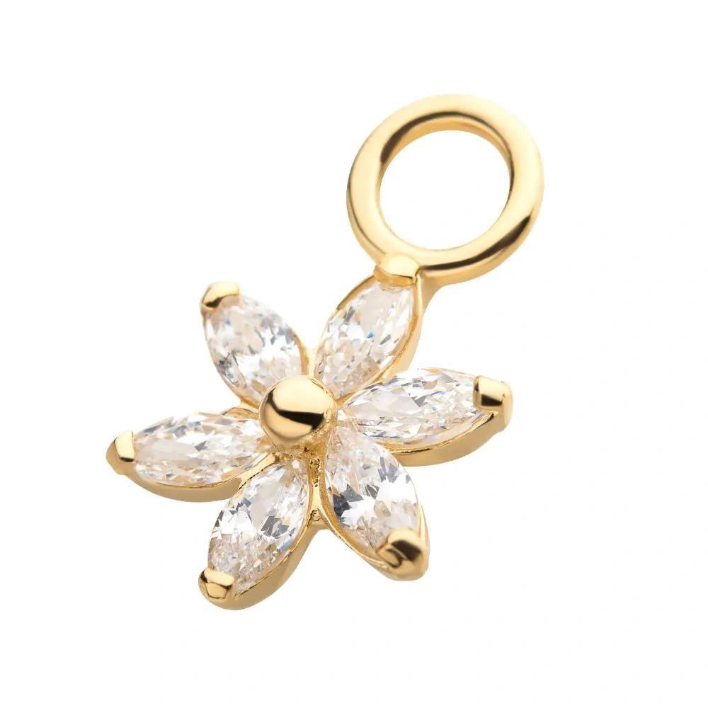 Invictus | 14k gold | Prong Set Flower Charm | CZ