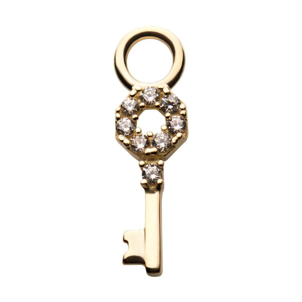 Invictus | 14k gold | Prong Set Key Charm | CZ