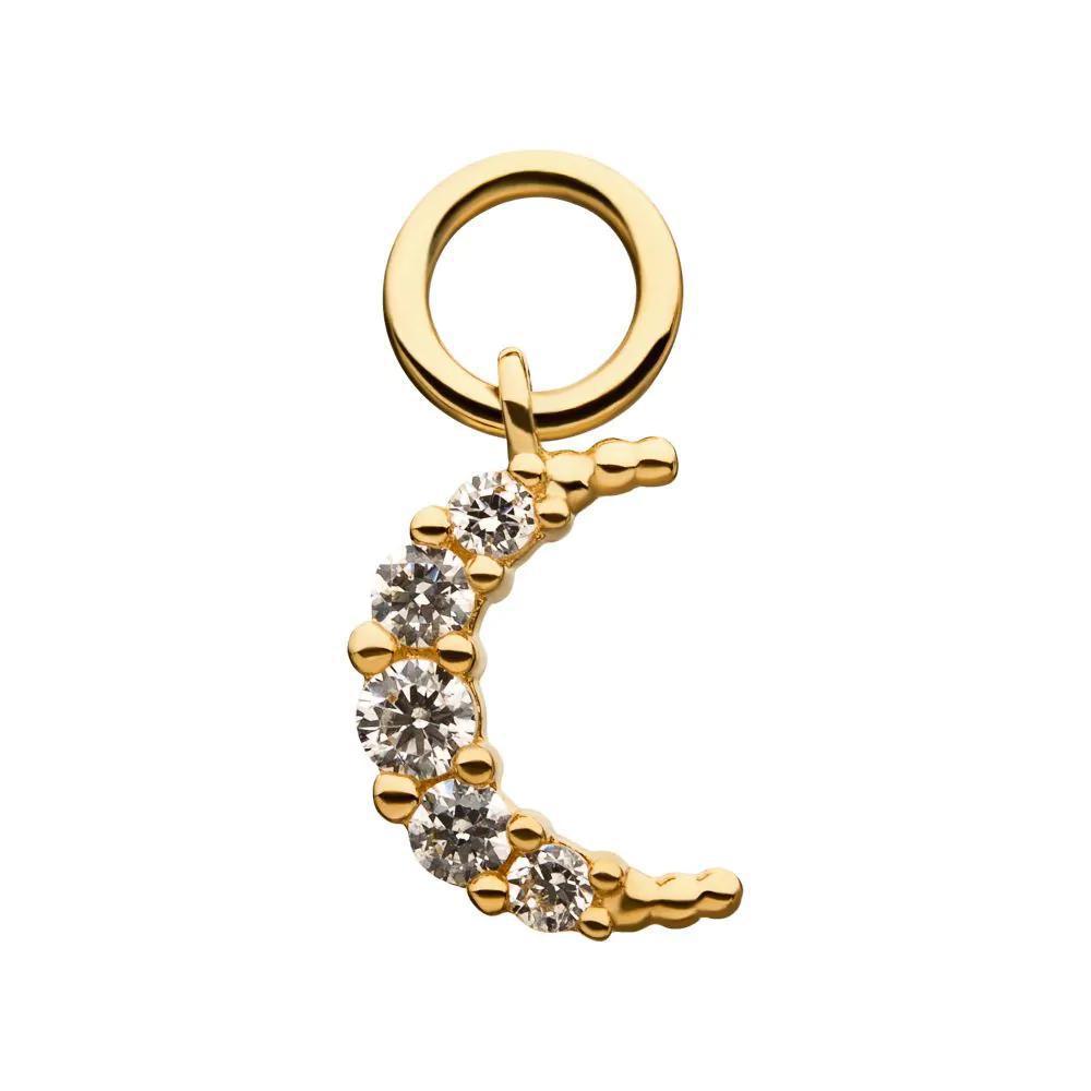 Invictus | 14k gold | Prong Set Moon Charm | CZ