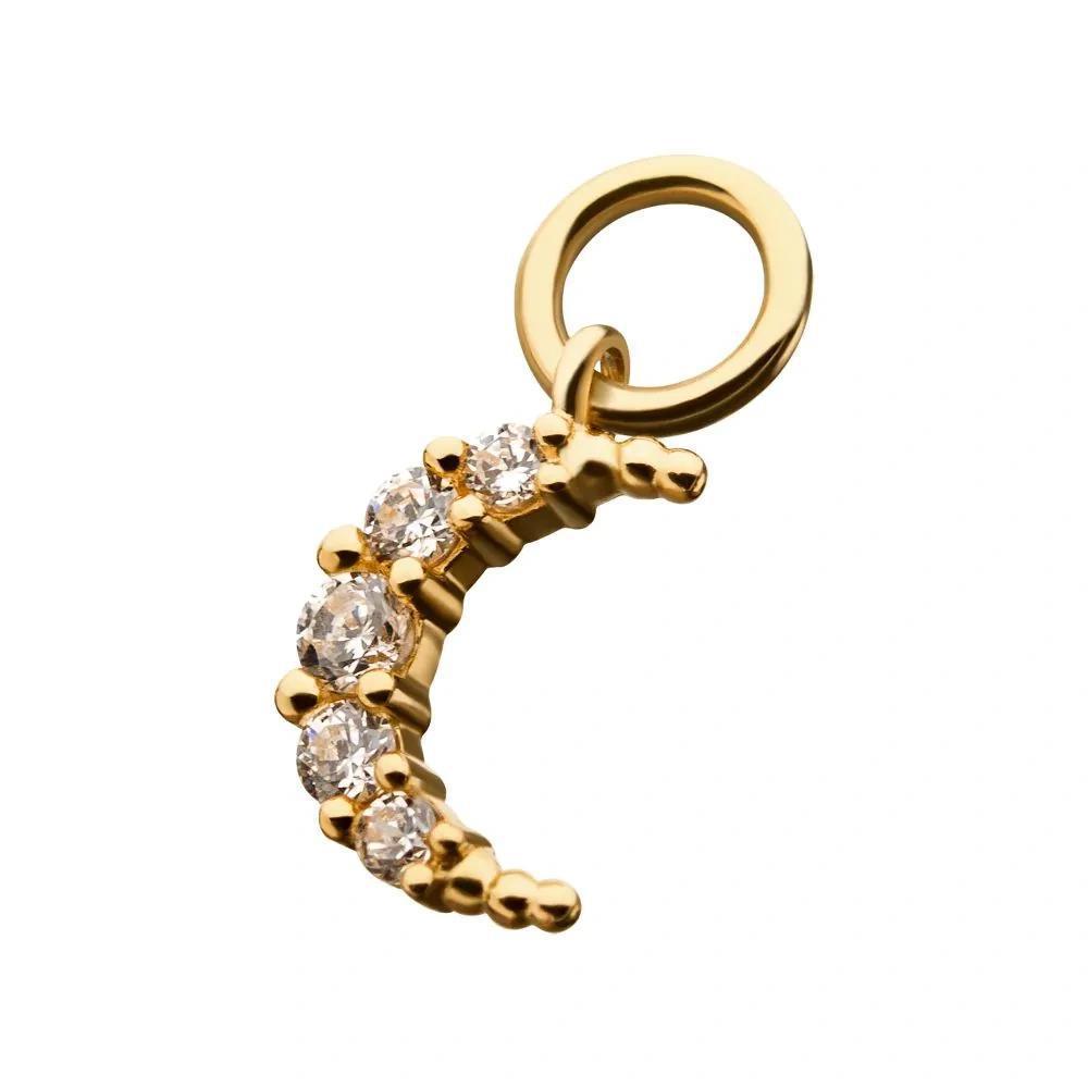 Invictus | 14k gold | Prong Set Moon Charm | CZ