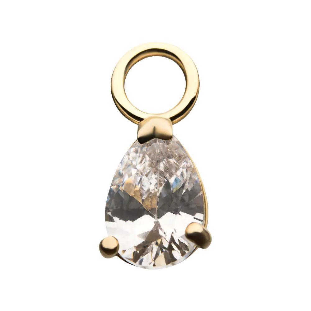Invictus | 14k gold | Prong Set Pear Charm | CZ