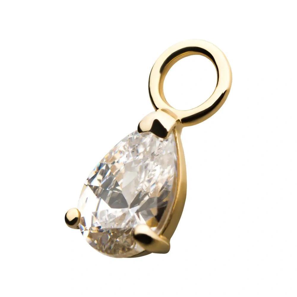 Invictus | 14k gold | Prong Set Pear Charm | CZ