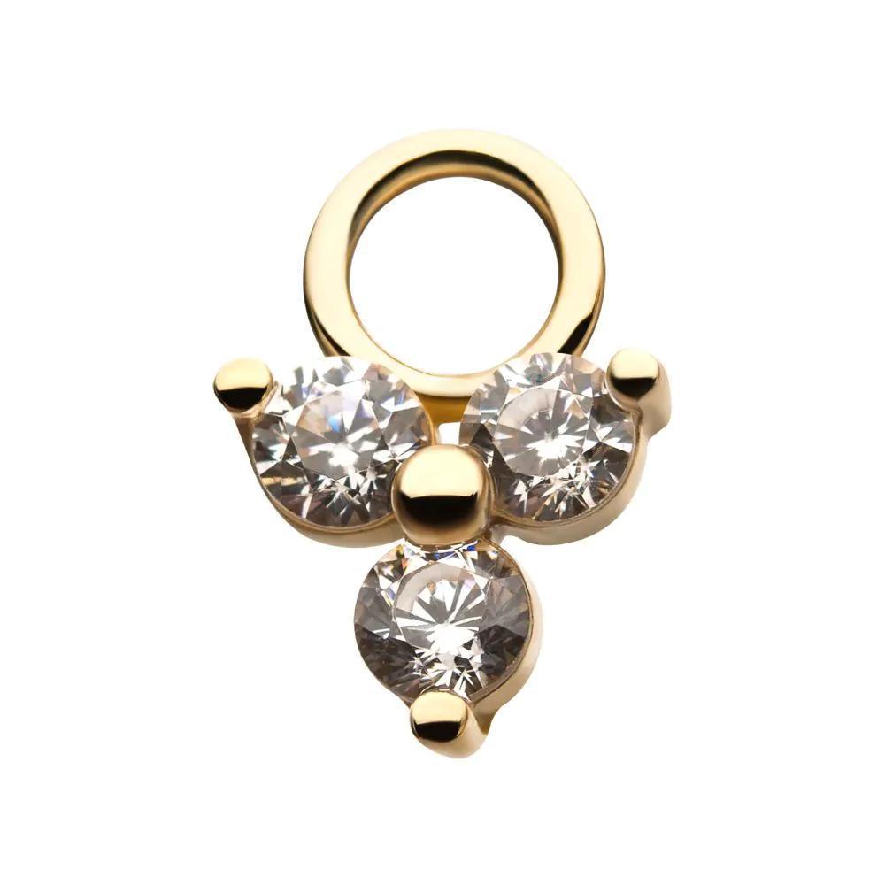 Invictus | 14k gold | Pronged Trinity Charm | CZ