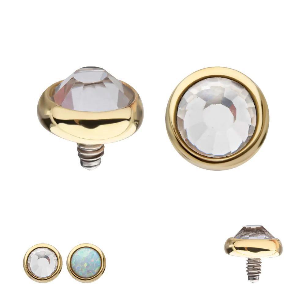 Invictus | 14k gold | 14g Dermal Top | Bezel Set Gem
