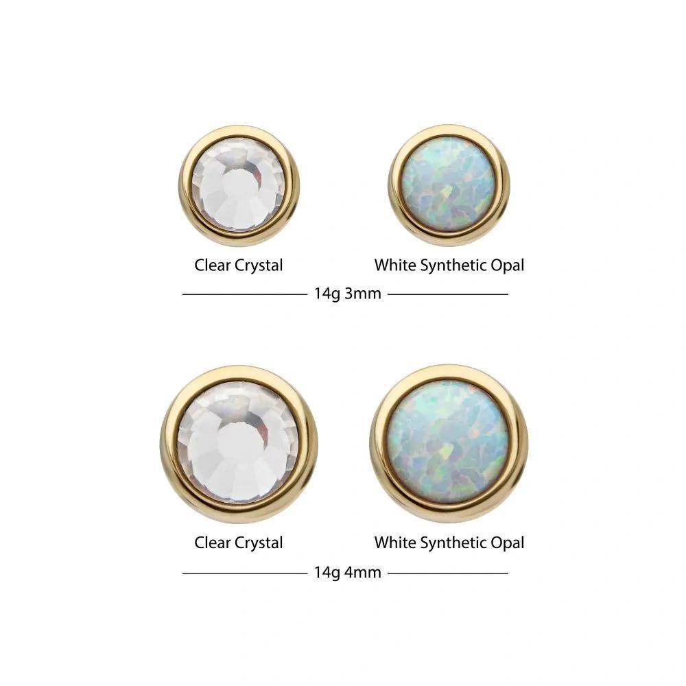 Invictus | 14k gold | 14g Dermal Top | Bezel Set Gem