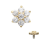 Invictus | 14k gold | 14g Dermal Top | Clear CZ Flower