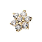 Invictus | 14k gold | 14g Dermal Top | Clear CZ Flower