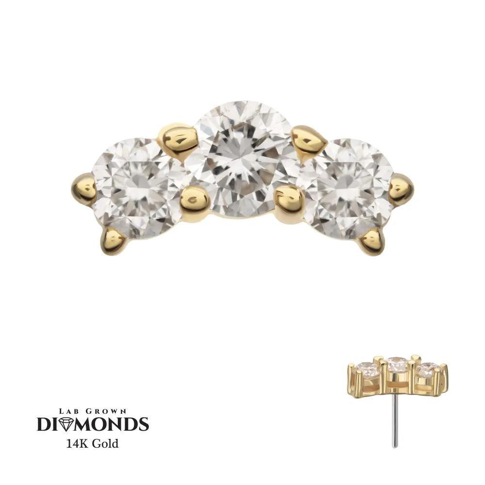 Invictus | 14k gold | Curved Bar Top with 3-Cluster Prong Set Lab-Grown Diamonds | Lab-Grown Diamond
