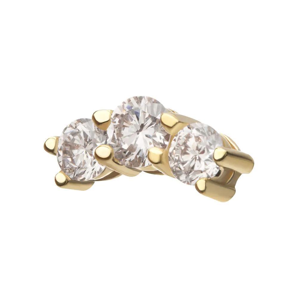 Invictus | 14k gold | Curved Bar Top with 3-Cluster Prong Set Lab-Grown Diamonds | Lab-Grown Diamond