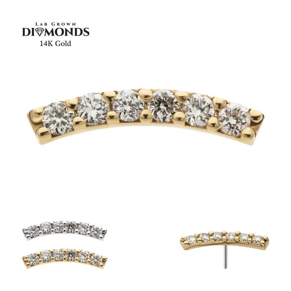 Invictus | 14k gold | Curved Bar Top with 6-Cluster Prong Set Lab-Grown Diamonds | Lab-Grown Diamond