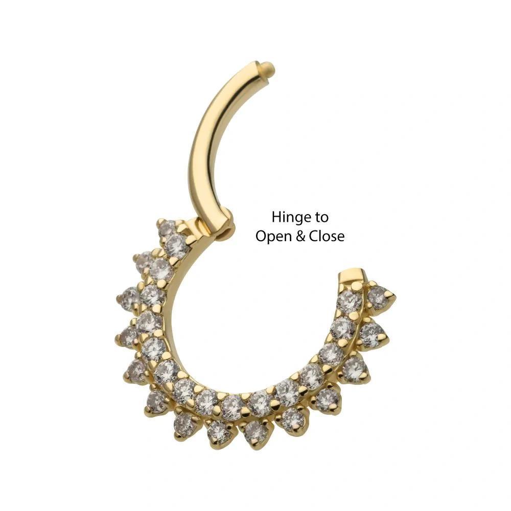 Invictus | 14k gold | Double Row Front Facing Hinged Hoop | Lab-Grown Diamonds