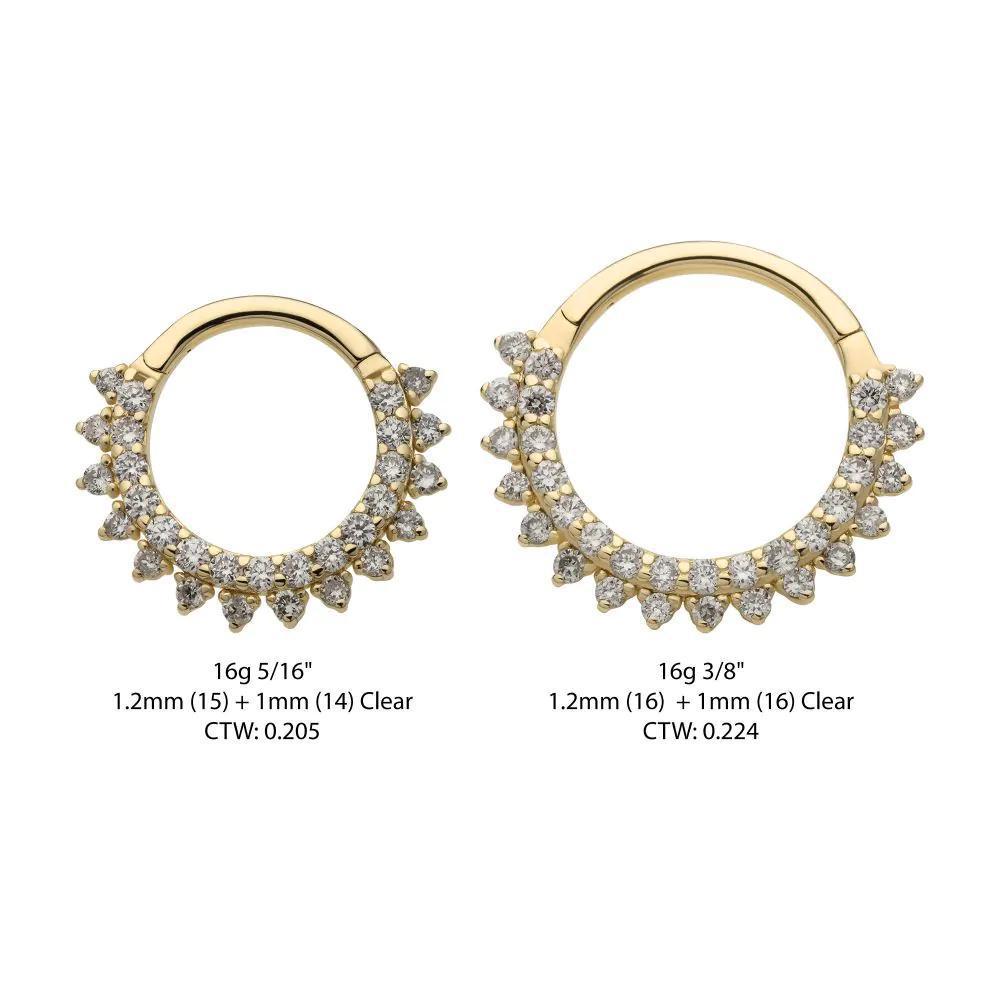 Invictus | 14k gold | Double Row Front Facing Hinged Hoop | Lab-Grown Diamonds