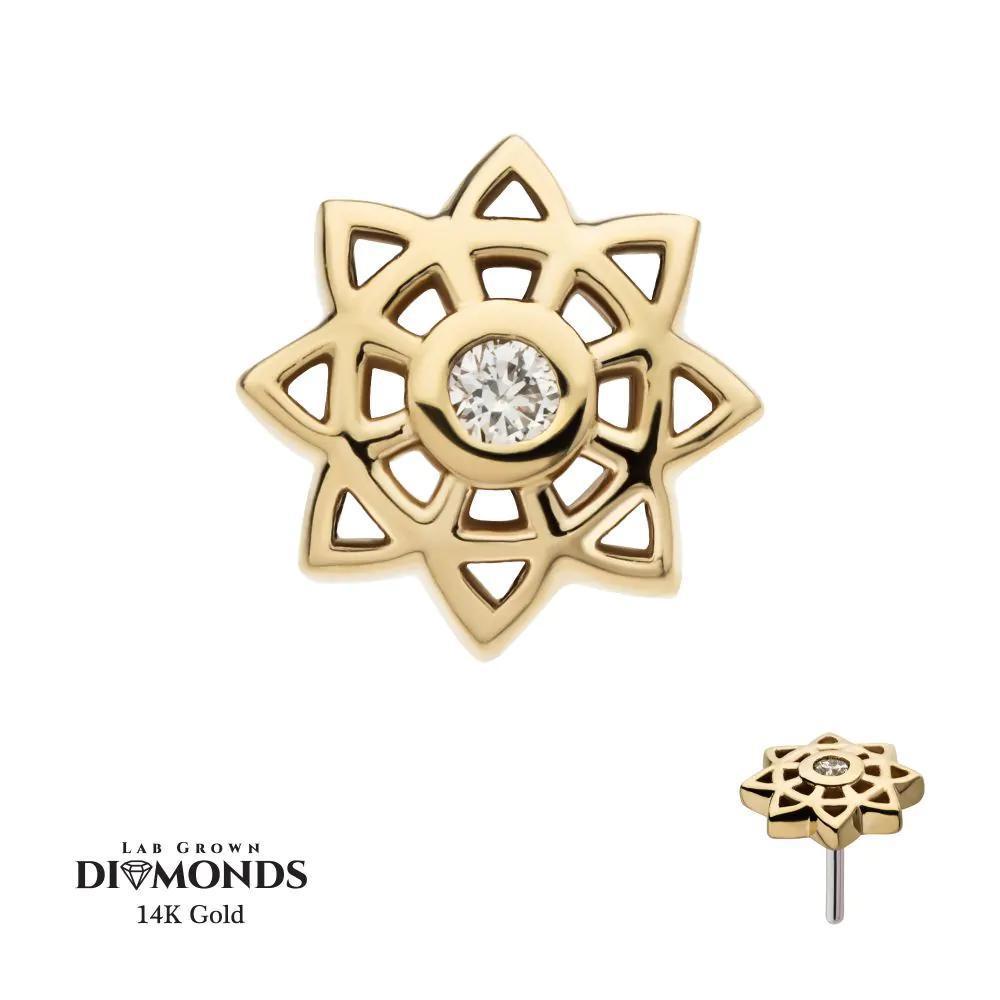 Invictus | 14k gold | Mandala Flower w/ Center Bezel | Lab-Grown Diamond