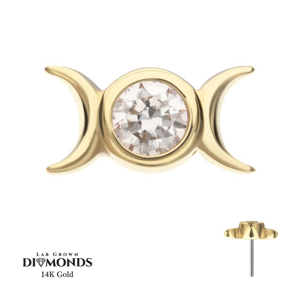 Invictus | 14k gold | Triple Moon Phase Top with Bezel Lab-Grown Diamond | Lab-Grown Diamond