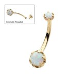 Invictus | 14k gold | Double Round 6-Prong White Opal Navel Curve