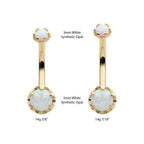 Invictus | 14k gold | Double Round 6-Prong White Opal Navel Curve