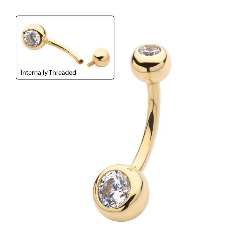 Invictus | 14k gold | Internally Threaded Navel | Bezel-Set CZ