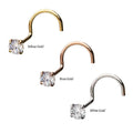 Invictus | 14k gold | Nose Screw | 3mm Prong Set Clear CZ