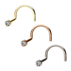 Invictus | 14k gold | Nose Screw | Bezel Set Gem | Clear CZ