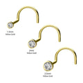 Invictus | 14k gold | Nose Screw | Bezel Set Gem | Clear CZ
