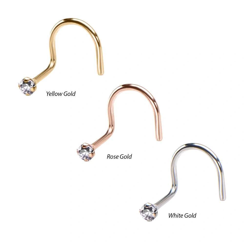Invictus | 14k gold | Prong Set Nose Screw | CZ