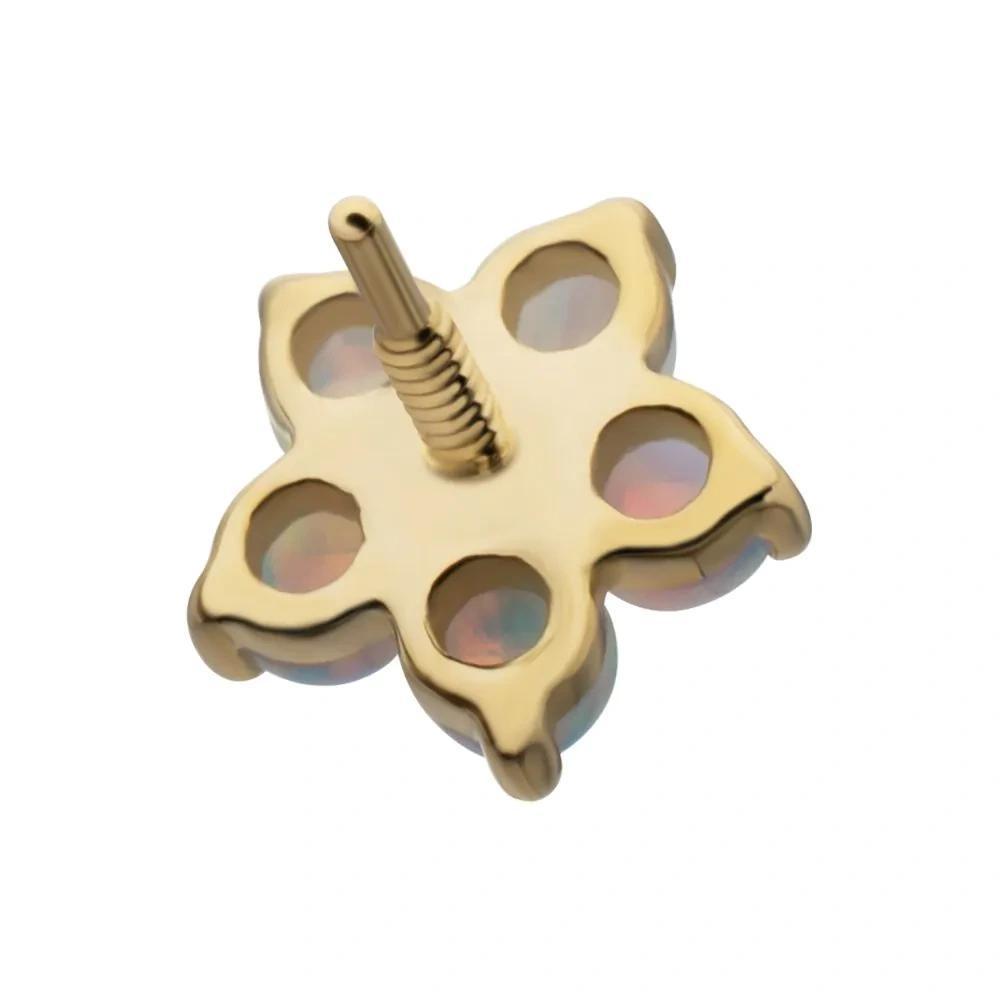 Invictus | 14k gold | 5-Petal Flower | Synthetic White Opal