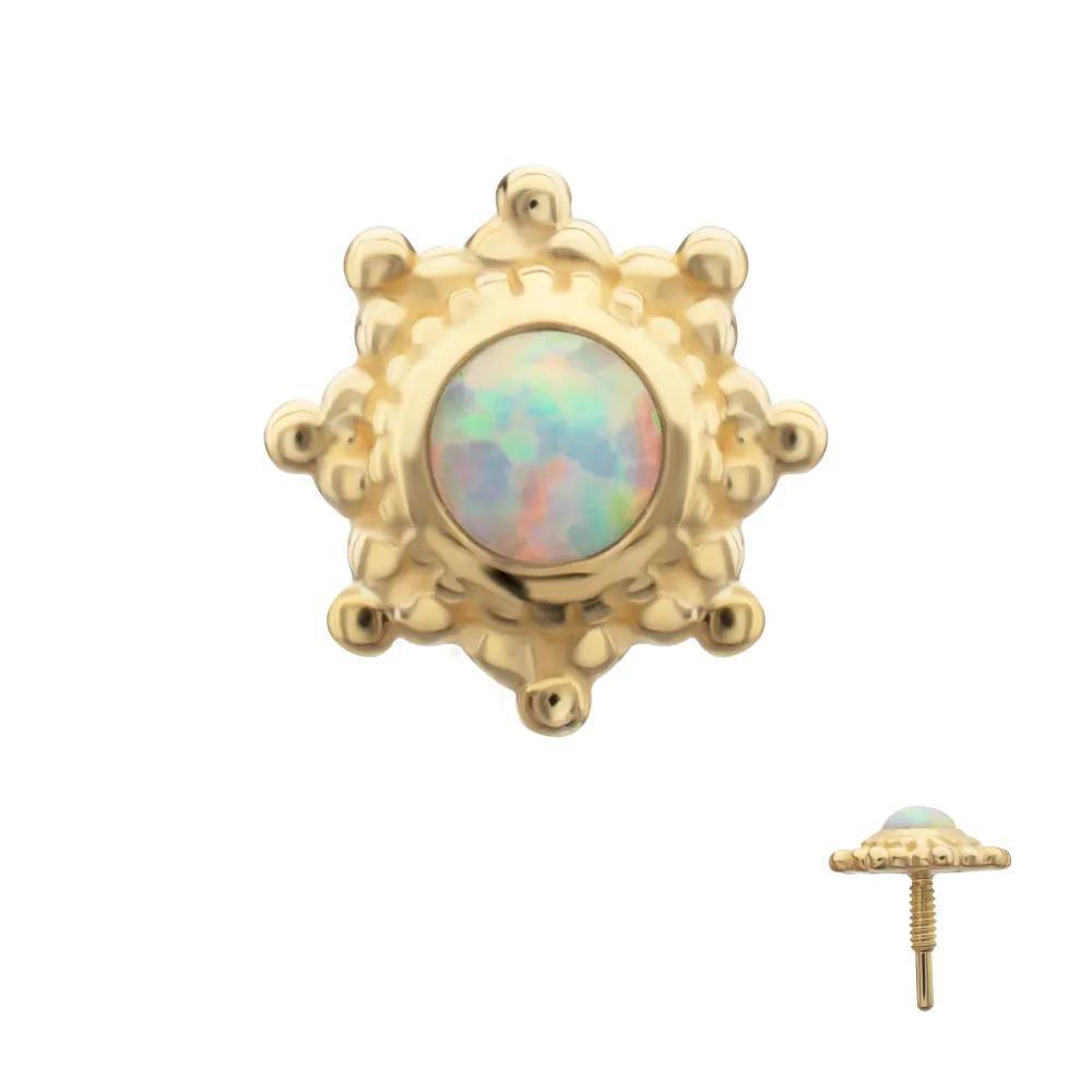 Invictus | 14k gold | Beaded Flower | Synthetic Opal