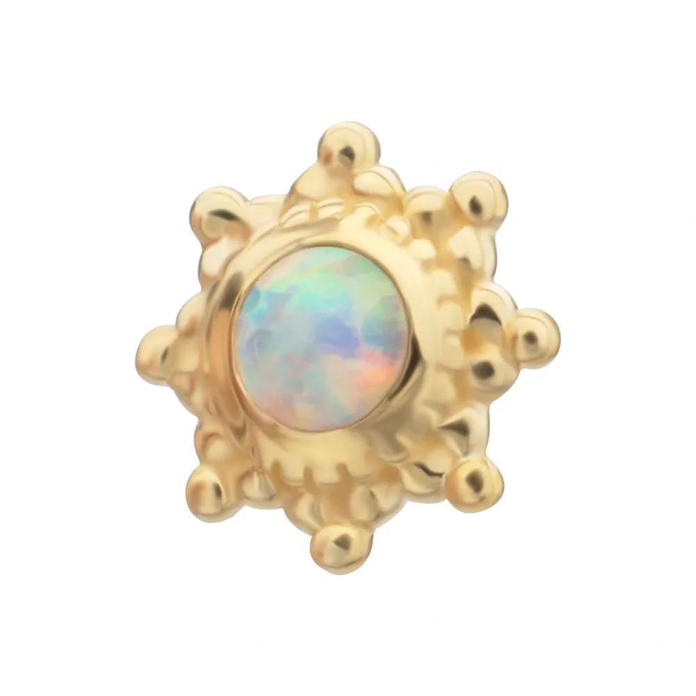 Invictus | 14k gold | Beaded Flower | Synthetic Opal