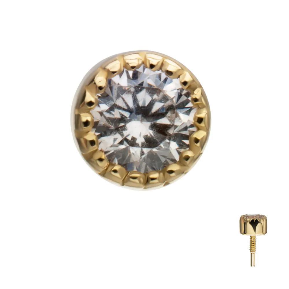 Invictus | 14k gold | Milgrain Edge Gem | CZ