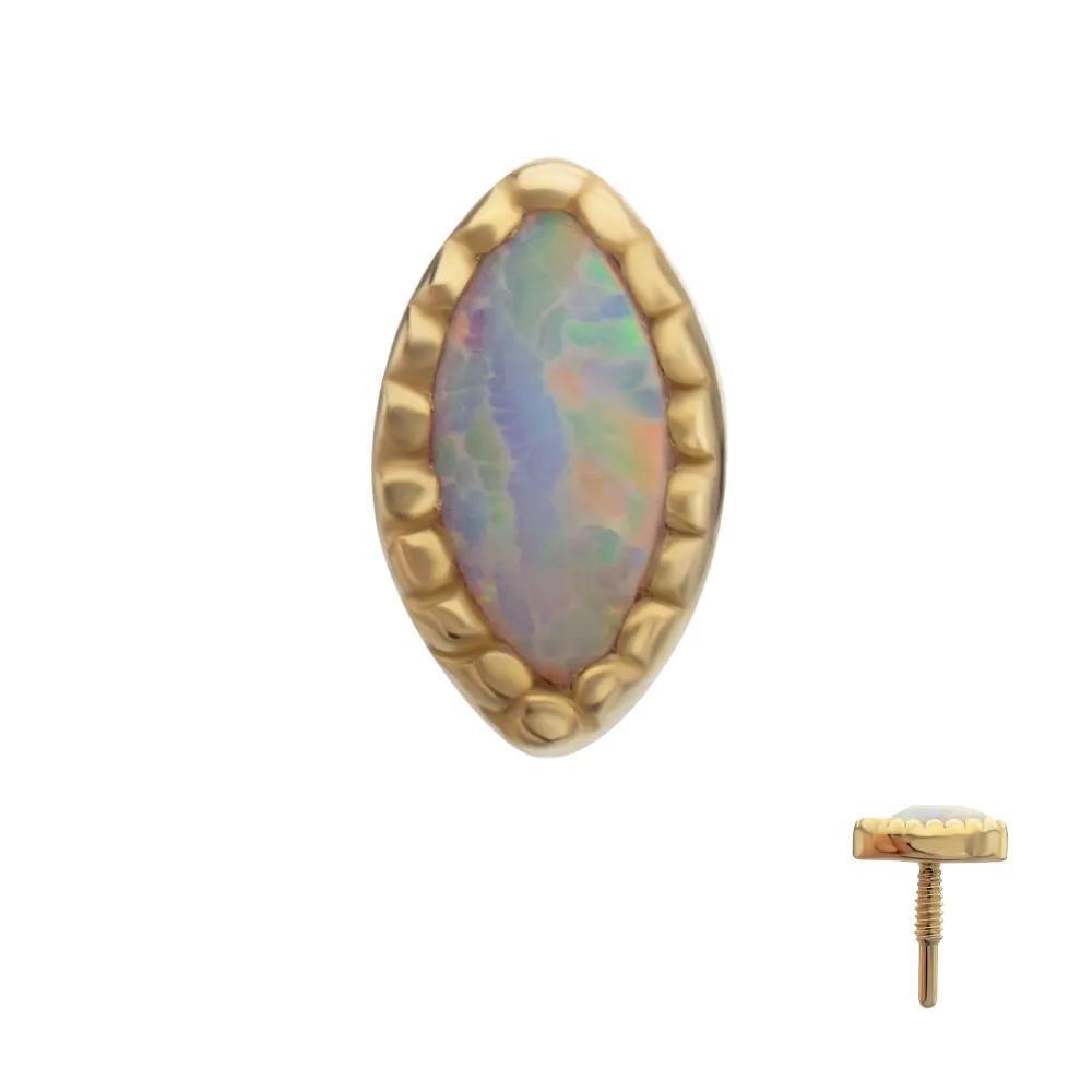 Invictus | 14k gold | Milgrain Edge Marquise | Synthetic Opal