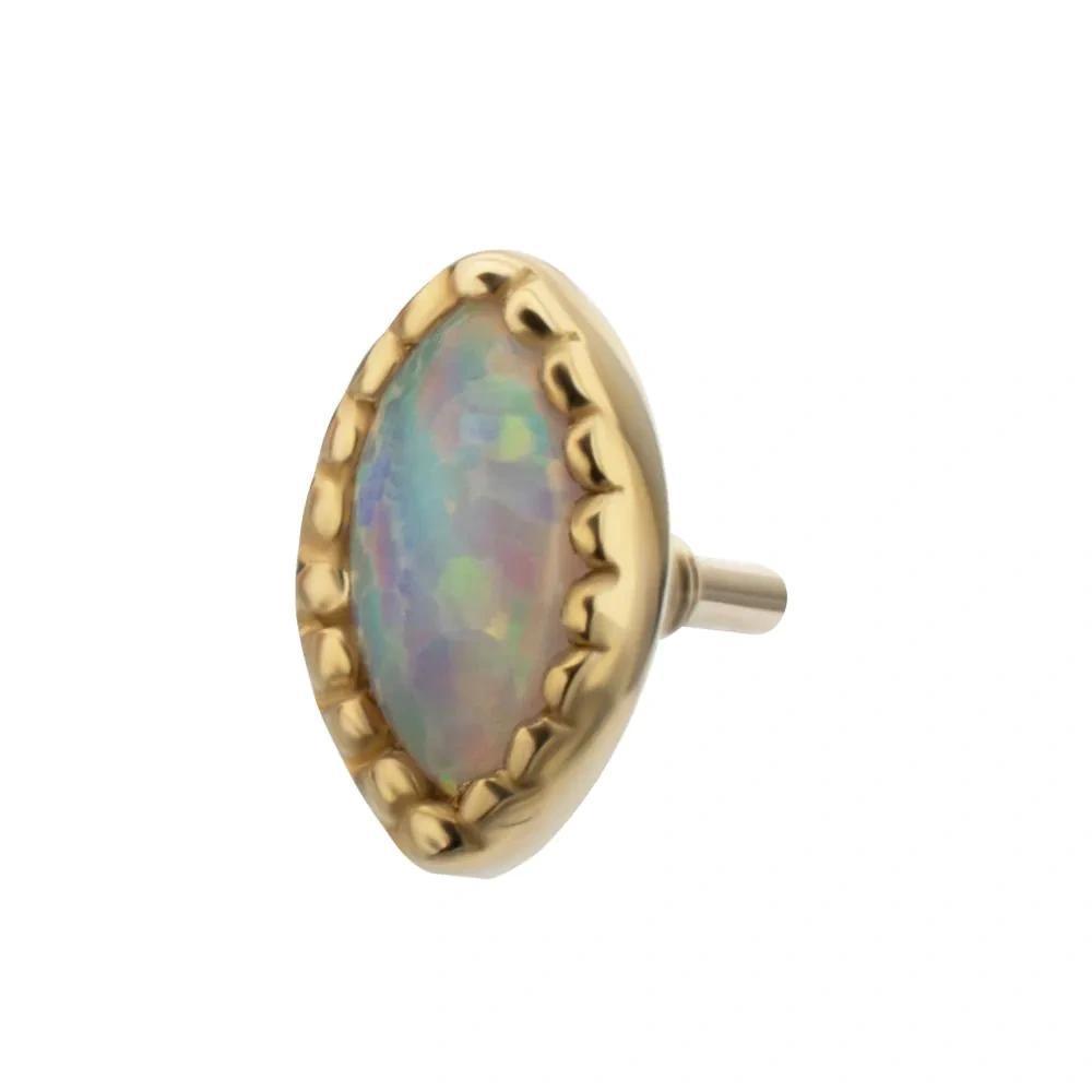 Invictus | 14k gold | Milgrain Edge Marquise | Synthetic Opal