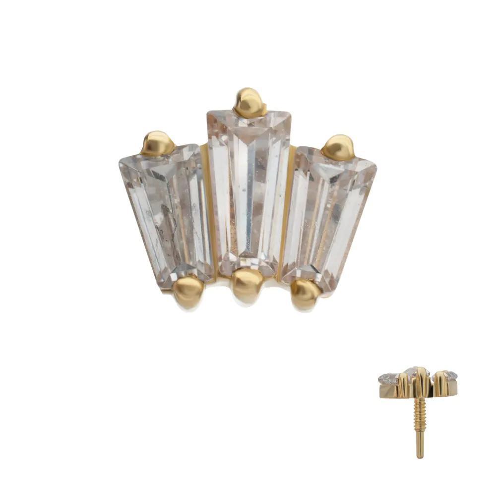 Invictus | 14k gold | Triple Baguette Cluster | CZ