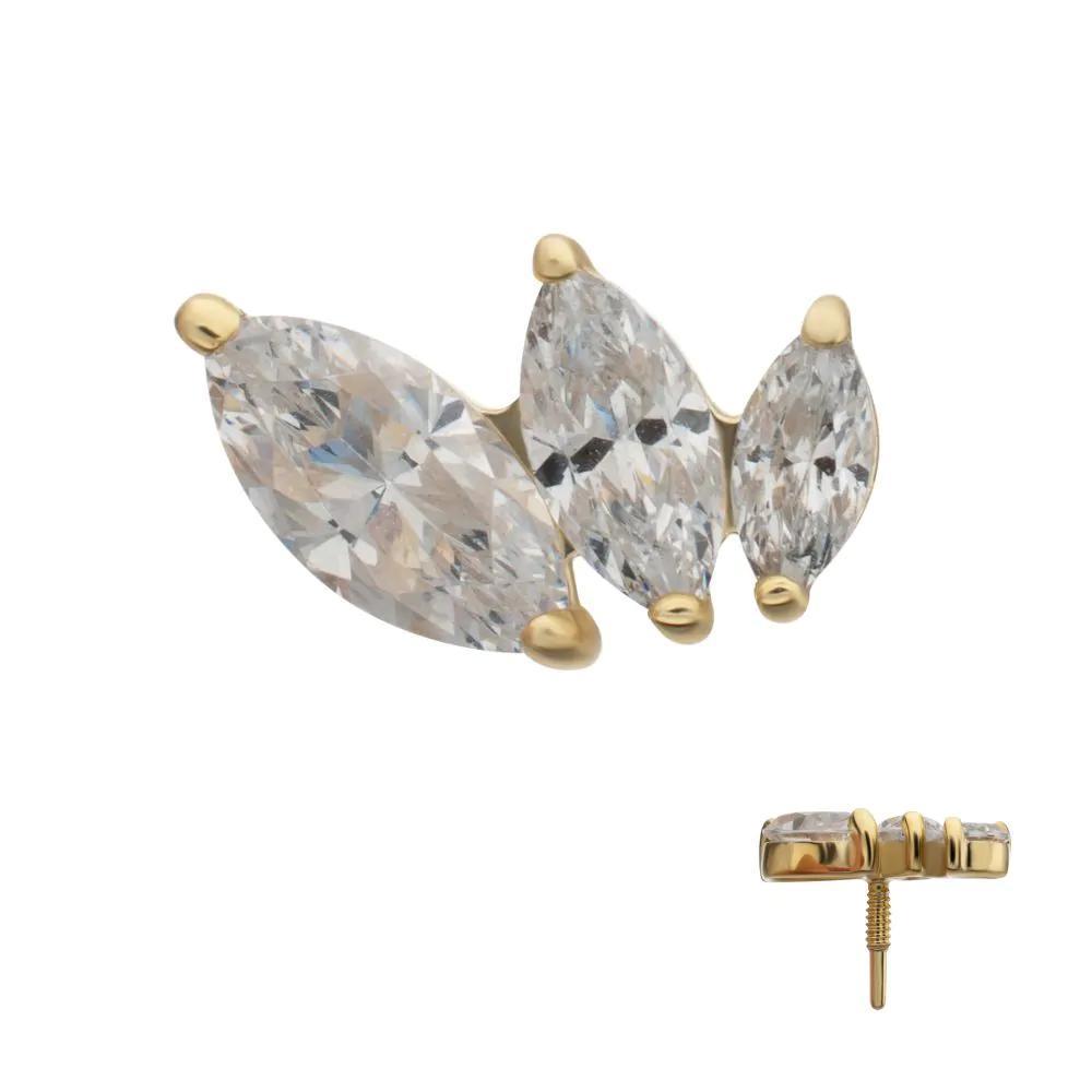 Invictus | 14k gold | Triple Marquise Cluster | CZ