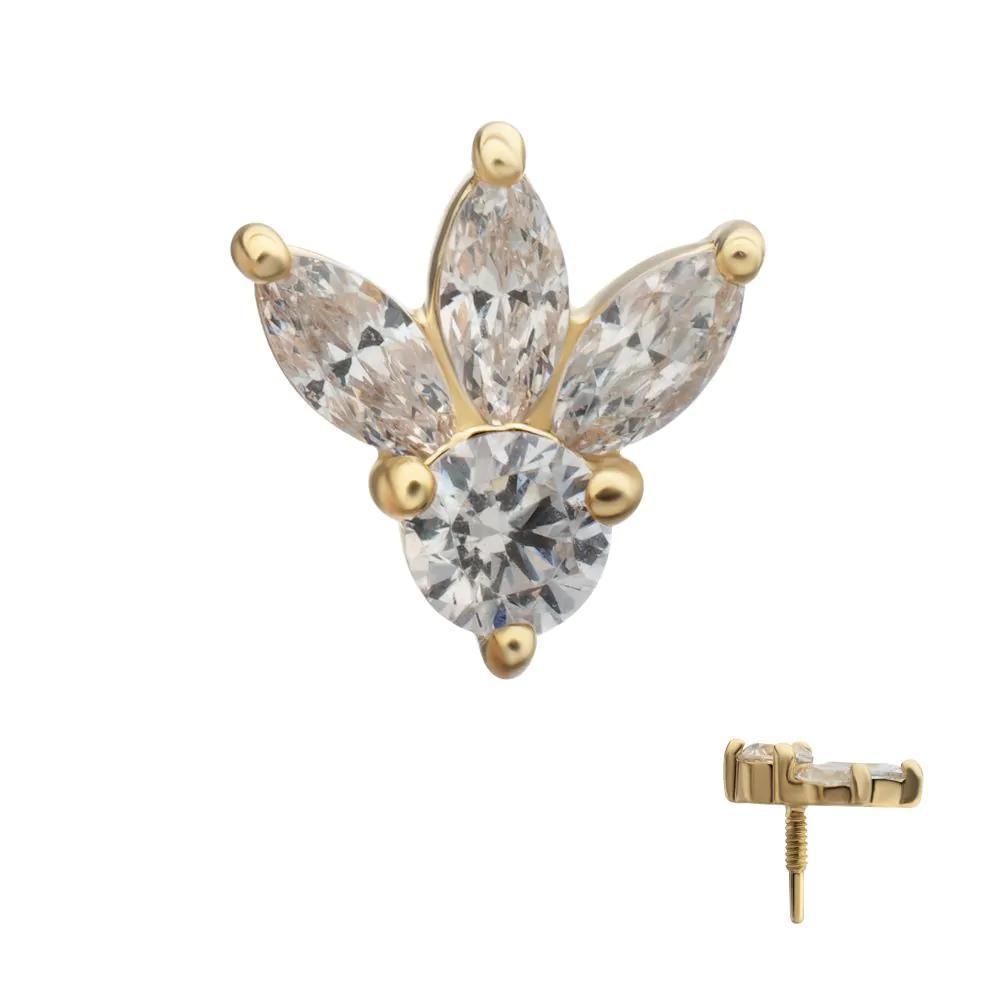 Invictus | 14k gold | Triple Marquise Cluster Fan | CZ