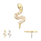 Invictus |  14k gold | S-shaped Snake with 9 Pave Set Gem | Clear CZ