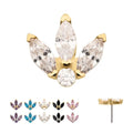 Invictus | 14k gold |  Marquise Fan with Central Round CZ Gem Top | Cubic Zirconia