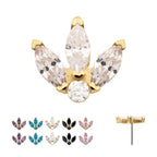 Invictus | 14k gold |  Marquise Fan with Central Round CZ Gem Top | Cubic Zirconia