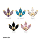 Invictus | 14k gold |  Marquise Fan with Central Round CZ Gem Top | Cubic Zirconia