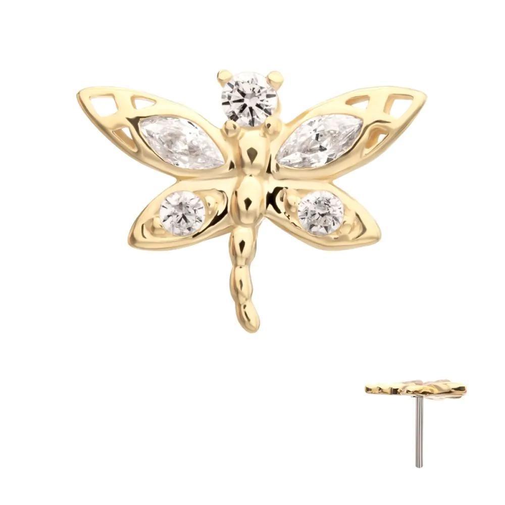 Invictus | 14k gold |  Marquise Wing Dragonfly Top | Clear CZ
