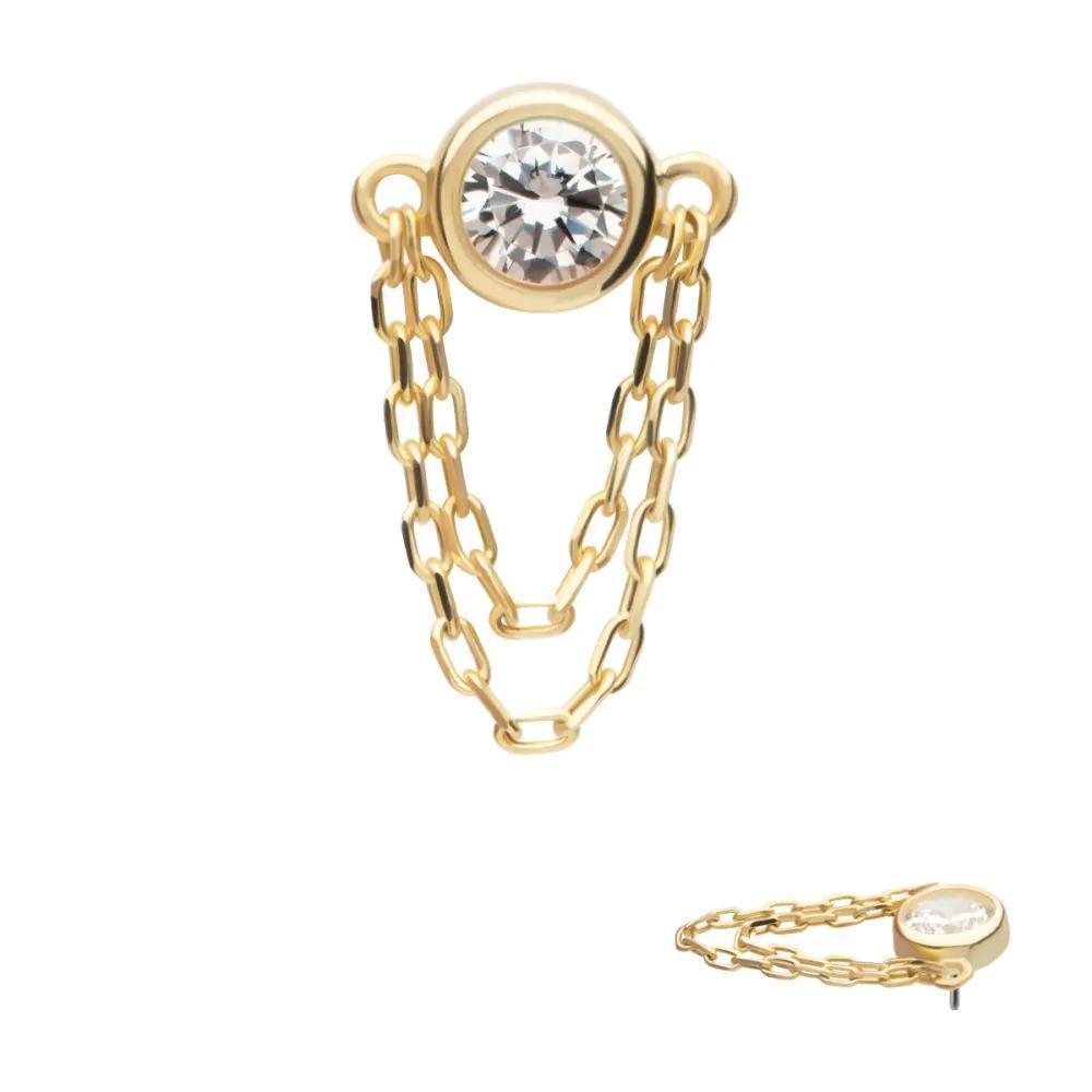 Invictus | 14k gold | 2 Chain Bezel | CZ