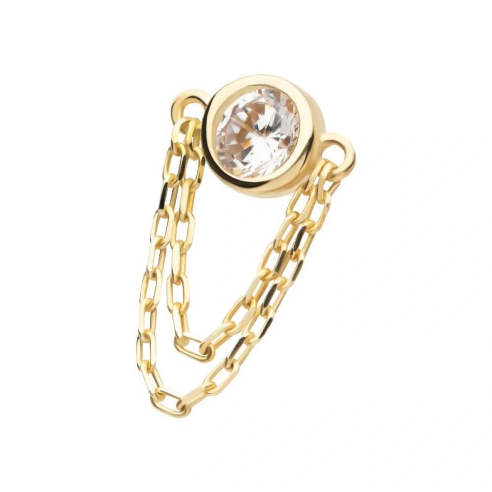 Invictus | 14k gold | 2 Chain Bezel | CZ
