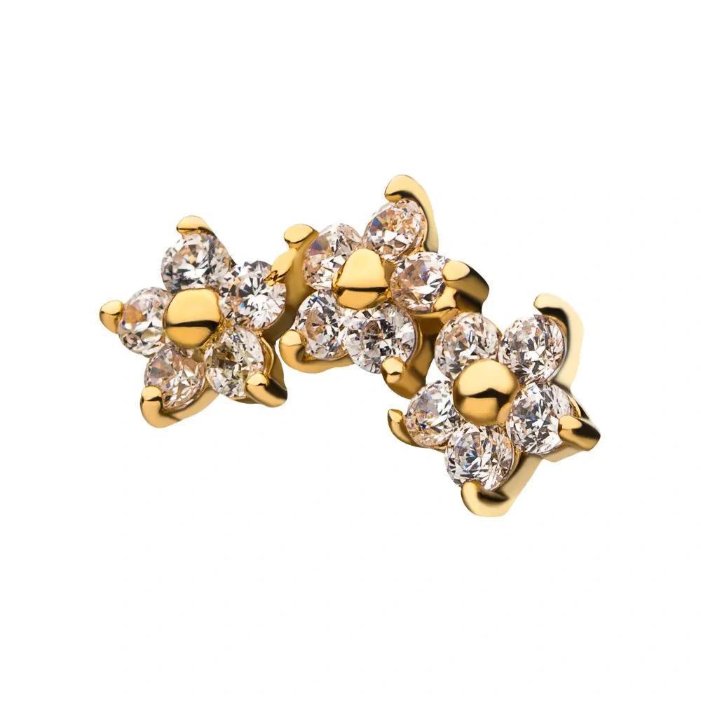 Invictus | 14k gold | 3 Curved Flower Cluster | CZ