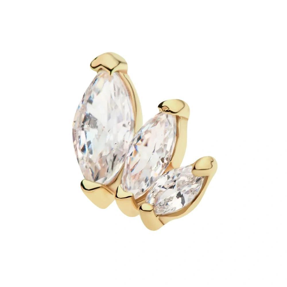 Invictus | 14k gold | 3-cluster Descending Marquise | CZ