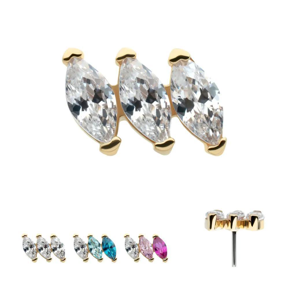 Invictus | 14k gold | 3-cluster Marquise | CZ